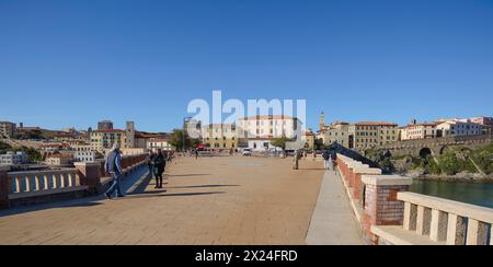 Panoramic view of the city of Piombino and Piazza Bovio, Piombino, Tuscany, Italy Stock Photo