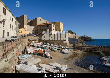 The marina of Piombino (protected dock), Piombino, Tuscany, Italy Stock Photo