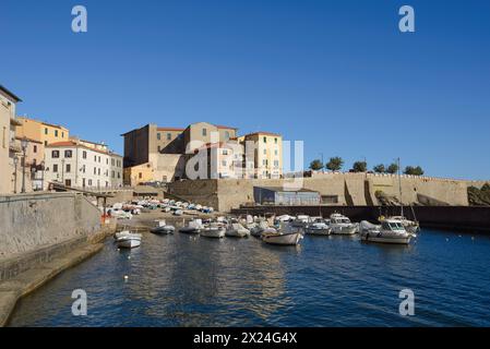 The marina of Piombino (protected dock), Piombino, Tuscany, Italy Stock Photo