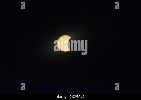 Solar eclipse April 8 2024 view from Dallas TX Stock Photo