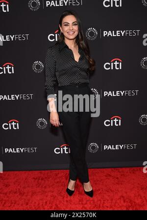 Hollywood, USA. 19th Apr, 2024. Mila Kunis arriving to the Family Guy 25th Anniversary during PaleyFest 2024 held at the Dolby Theatre on April 19, 2024 in Hollywood, Ca. © Lisa OConnor/AFF-USA.com Credit: AFF/Alamy Live News Stock Photo