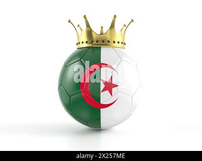 Algeria flag soccer ball with crown on a white background. 3d illustration. Stock Photo