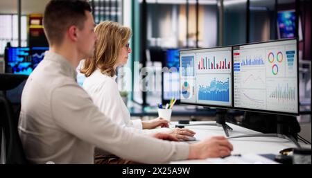 Data Analyst Using Data Analytics KPI Dashboard Stock Photo