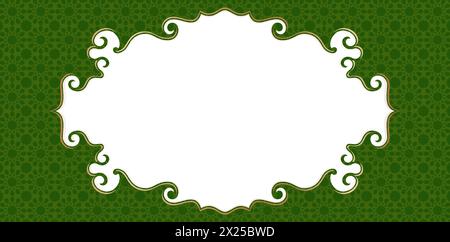 Vector illustration Vintage swirl frame on a green patterns backgrounds for screen printing, paper craft printable designs, wedding invitation cover Stock Vector