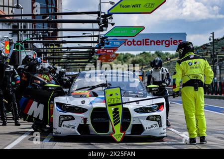 Imola, Italy. 19th Apr, 2024. #46 Ahmad Al Harthy, Valentino Rossi, Maxime Martin Of The Team Wrt, Bmw M4, Lmgt3, In Pit lane During Fia World Endurance Championship WEC 6 Hours Of Imola Italy 2024 19 April, Imola, Italy Credit: Independent Photo Agency/Alamy Live News Stock Photo