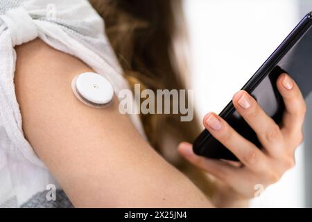 Healthcare app to monitor blood sugar levels test Stock Photo