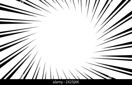 speed effect manga comic vector background element. Radial bullet shooting line illustration. Suitable for books, magazines, posters, artwork, surface Stock Vector