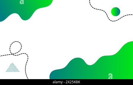 Colorful abstract background with fluid flat wavy geometric shape. Green dynamic illustration for banner, poster, surface, advertising, flyer, idea Stock Vector