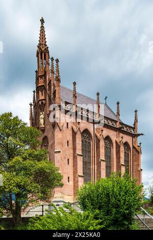 Picturesque churchyard and mausoleum of Archduke Johann on the church hill of Schenna above Meran, in the Burgraviato, South Tyrol, Italy. Stock Photo