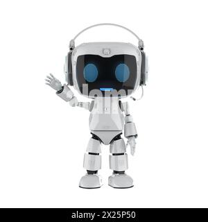 3d rendering ai chatbot or personal assistant robot chat with headphone Stock Photo