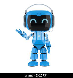 3d rendering ai chatbot or personal assistant robot chat with headphone Stock Photo