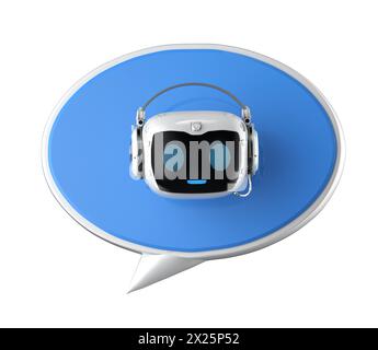 3d rendering ai chatbot or personal assistant robot chat with speech bubble Stock Photo