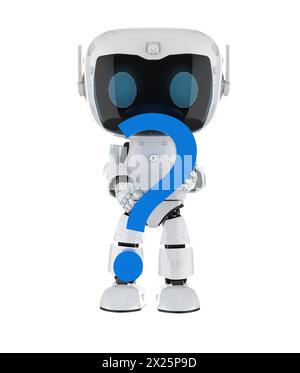 Automation customer support concept with 3d rendering personal assistant robot with question mark Stock Photo