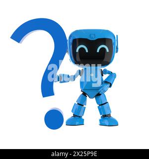 Automation customer support concept with 3d rendering personal assistant robot with question mark Stock Photo