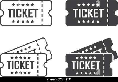 Ticket icons set in flat style. Coupon vector illustration on isolated background. Voucher sign business concept. Stock Vector