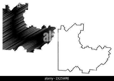 Shire of Boulia (Commonwealth of Australia, Queensland state) map vector illustration, scribble sketch Boulia map Stock Vector