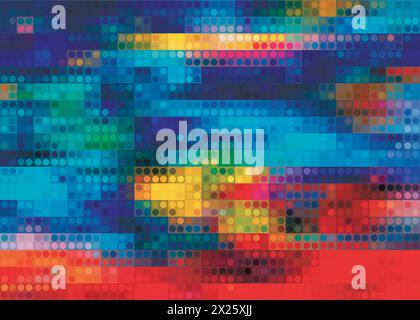 Multicolor abstract lights disco background. Square pixel mosaic vector Stock Vector