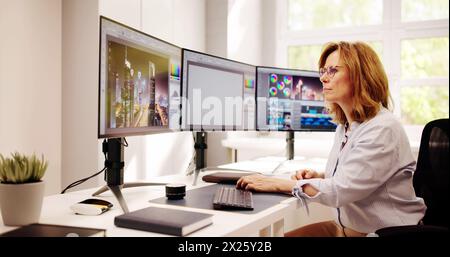 Editing Photo Design For Web On Multiple Screens Stock Photo