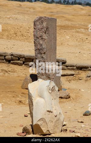 Egypt, Fayum, Hawara, small open air museum near the pyramid of ...