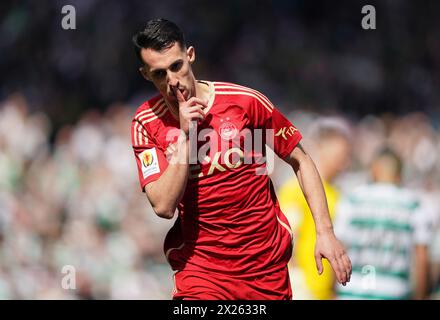 Aberdeen's Bojan Miovski celebrates scoring their first goal of the game during the Scottish Gas Scottish Cup semi-final match at Hampden Park, Glasgow. Picture date: Saturday April 20, 2024. Stock Photo