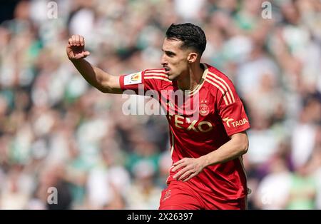 Aberdeen's Bojan Miovski celebrates scoring their first goal of the game during the Scottish Gas Scottish Cup semi-final match at Hampden Park, Glasgow. Picture date: Saturday April 20, 2024. Stock Photo