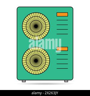 Heat pump air source shadow icon, cooling electric system machine, cool web vector illustration . Stock Vector