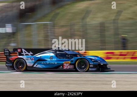 ALPINE ENDURANCE TEAM (FRA), Alpine A424 - Paul-Loup Chatin (FRA), Ferdinand Habsburg-Lothringen (AUT), Charles Milesi (FRA) during the 6 Hours of Imola, 2nd round of the 2024 FIA World Endurance Championship, at International Circuit Enzo and Dino Ferrari, Imola, Italy on April 20, 2024  during  WEC - 6 Hours of Imola Qualifiyng Race, Endurance race in Imola, Italy, April 20 2024 Stock Photo