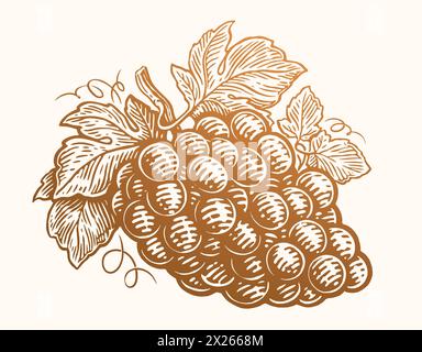 Bunch of grapes. Hand drawn sketch vector illustration vintage engraving Stock Vector