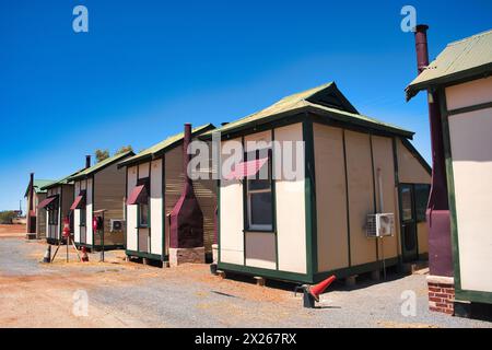 Traditional cottages for miners and tourists in the outback town of Cue, Western Australia Stock Photo