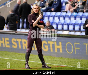 Warrington, UK. 20th Apr, 2024. Sky Sports presenter Jenna Brook before the Betfred Super League Round 8 match Warrington Wolves vs Leigh Leopards at Halliwell Jones Stadium, Warrington, United Kingdom, 20th April 2024 (Photo by Steve Flynn/News Images) in Warrington, United Kingdom on 4/20/2024. (Photo by Steve Flynn/News Images/Sipa USA) Credit: Sipa USA/Alamy Live News Stock Photo
