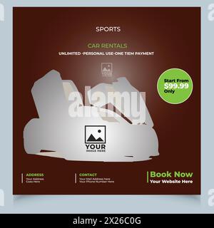 Social media post template for auto repair shop service car wash service or car rental service banner or poster template design Stock Vector