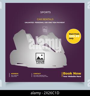 Car Wash Flyer or Car Rent Business Flyer, poster, Cover, Brochure Template For Social media post Web Template , Cleaning Service Banner Stock Vector