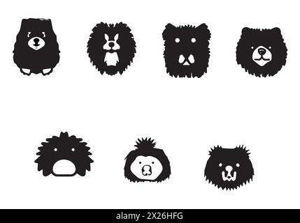 Minimal style Black Chow Pom icon illustration design Stock Vector