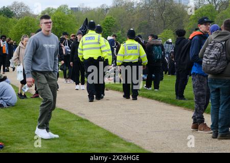 Hyde Park, London, UK. 20th Apr 2024. The 420 Day Cannabis rally in Hyde Park. Credit: Matthew Chattle/Alamy Live News Stock Photo