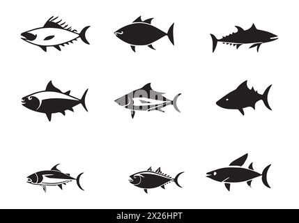 Minimal style fish icon illustration design Stock Vector