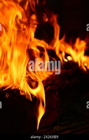 red big fire hot flames burning Stock Photo