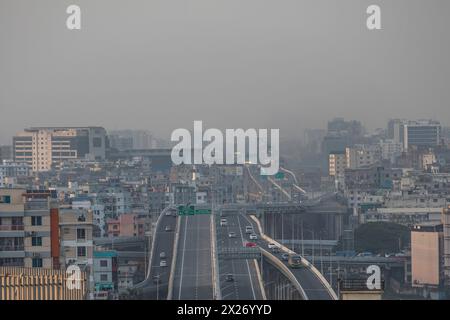 View of the Dhaka Elevated Expressway's Karwan Bazar ramp area in Dhaka city. (Photo by Sazzad Hossain / SOPA Images/Sipa USA) Stock Photo