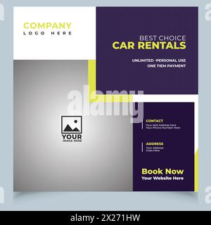 Car rental social media banner or instagram post template Stock Vector