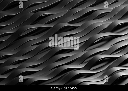 Abstract black and white curves forming a dynamic wave pattern. Blender ...