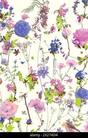 botanical wallpaper seamless pattern. Floral abstract print. Artistic seamless pattern. Fashionable template for design Stock Vector