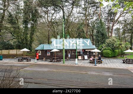 Laxey Isle of Man, cafe and booking office for station pf electric tramway. Stock Photo