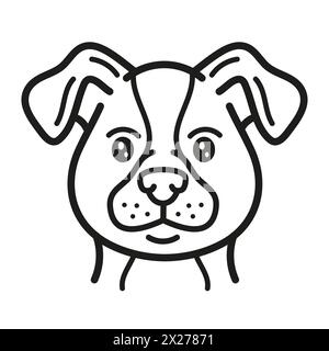 Cute dog pet head, puppy face portrait line icon. Terrier, rottweiler or labrador muzzle. Doggy friend character. Animal care. Canine vet shop. Vector Stock Vector