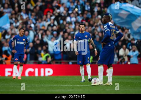 LONDON, UK - 20th Apr 2024:  Dejection for Enzo Fernandez of Chelsea after his side concede a goal during the Emirates FA Cup Semi-Final match between Manchester City FC and Chelsea FC at Wembley Stadium  (Credit: Craig Mercer/ Alamy Live News) Stock Photo