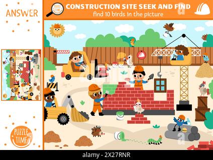 Identify Site Vector Construction site vector searching game with building works landscape ...