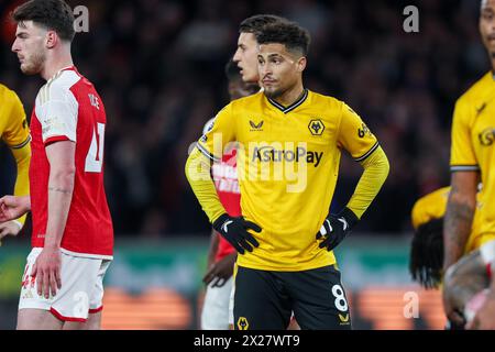 Wolverhampton, UK. 20th Apr, 2024. João Gomes of Wolves during the Premier League match between Wolverhampton Wanderers and Arsenal at Molineux, Wolverhampton, England on 20 April 2024. Photo by Stuart Leggett. Editorial use only, license required for commercial use. No use in betting, games or a single club/league/player publications. Credit: UK Sports Pics Ltd/Alamy Live News Stock Photo