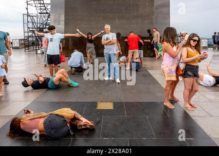 Tourists Visitors Taking Photos And Posing For Photos At Christ The 