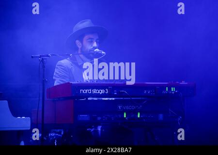 Gijón, Spain, April 20th, 2024: Keyboardist, Sergio Valdehita performing during the Sidecars Concert at the Airplane Mode Theater Tour, on April 20, 2024, at the Teatro de La Laboral, in Gijón, Spain. Credit: Alberto Brevers / Alamy Live News. Stock Photo