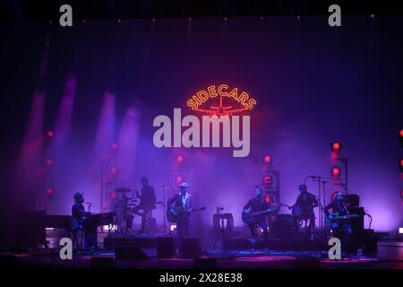 Gijón, Spain, April 20th, 2024: The group Sidecars performing during the Sidecars Concert in the Airplane Mode Theater Tour, on April 20, 2024, at the Teatro de La Laboral, in Gijón, Spain. Credit: Alberto Brevers / Alamy Live News. Stock Photo