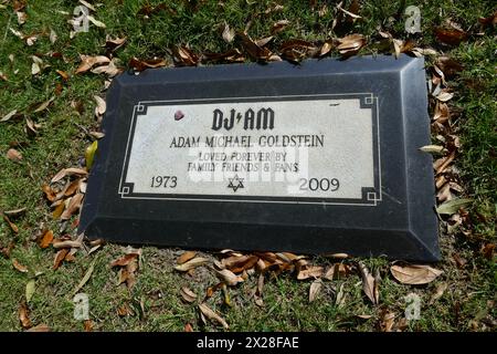 Culver City, California, USA 18th April 2024 Adam Goldstein, aka DJ AM Grave at Hillside Memorial Park on April 18, 2024 in Culver City, Los Angeles, California, USA. Photo by Barry King/Alamy Stock Photo Stock Photo