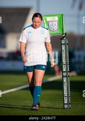 Galway, Ireland. 20th April, 2024. Match day referee Aimee Barrett-Theron prior to the BKT United Rugby Championship round 14 match between Connacht and Zebre at Dexcom Stadium in Galway Credit: Don Soules/Alamy Live News Stock Photo